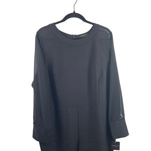 Rachel Roy Collection Jumpsuit Black 18W Polyester Blend Sheer Sleeves